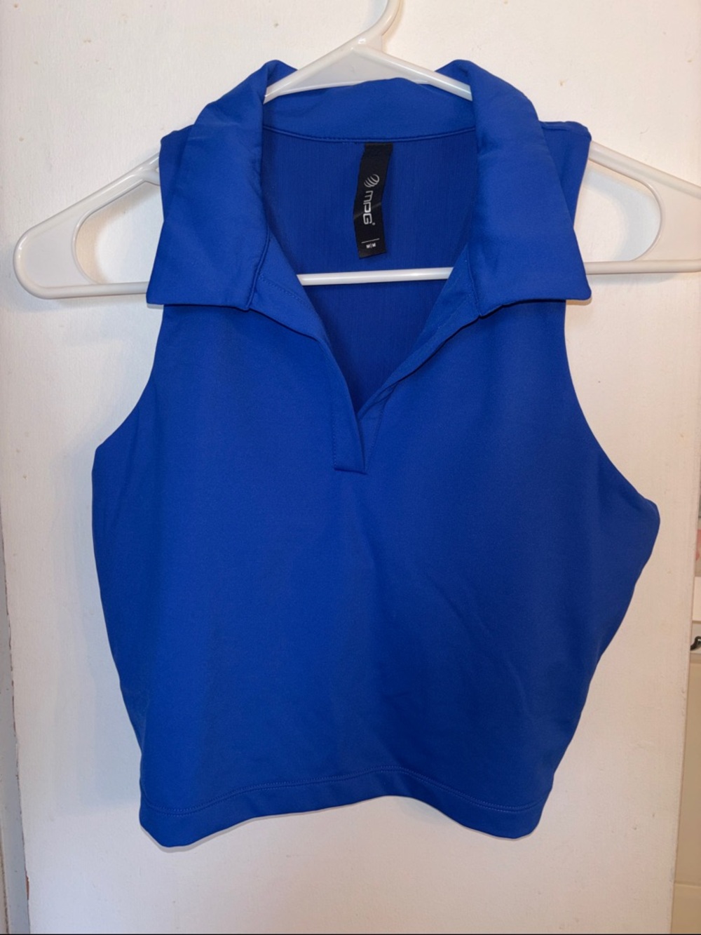 MPG Electric Blue Sleeveless Polo Tank - Collared Performance Top